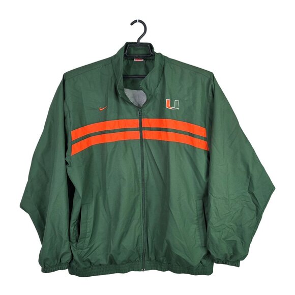 Mens Nike Team Miami Hurricanes Green & Orange Windbreaker Jacket Full Zip XXL